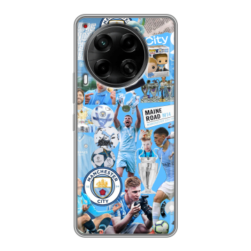 Силиконовый чехол на Tecno Camon 30 4G с принтом Man City Манчестер Сити