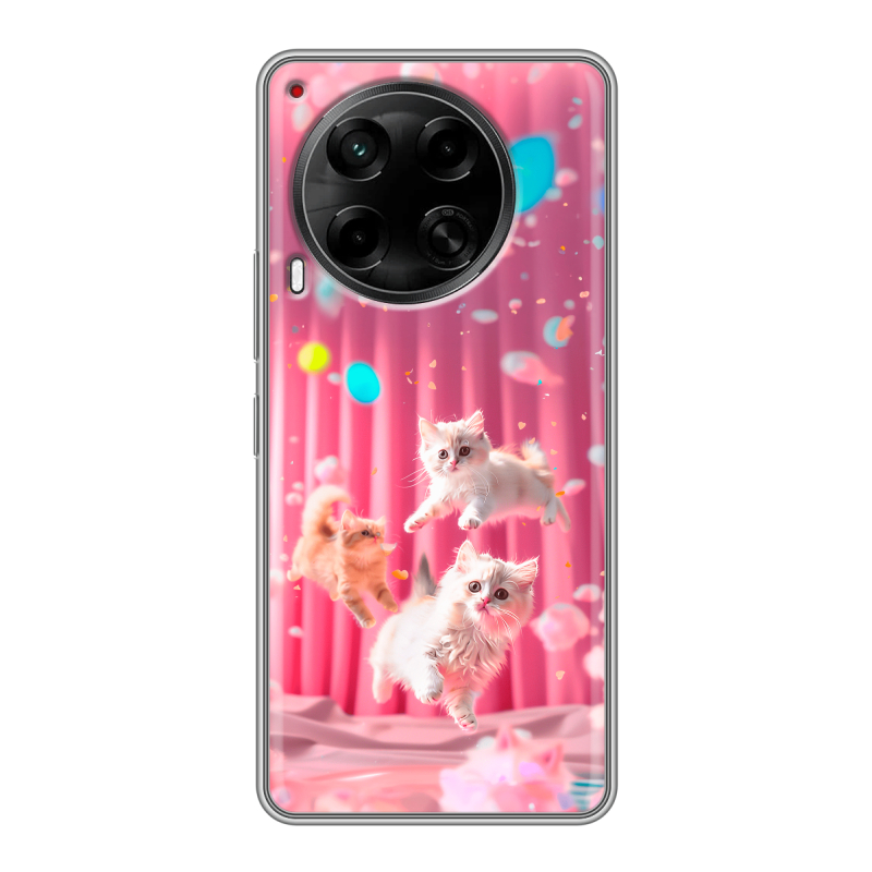 Силиконовый чехол на Tecno Camon 30 4G с принтом милые котики Силиконовый чехол на Tecno Camon 30 4G с принтом милые котики