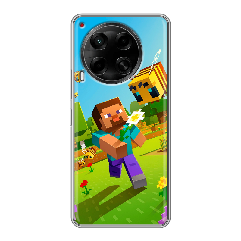 Силиконовый чехол на Tecno Camon 30 4G с принтом Майнкрафт Minecraft Силиконовый чехол на Tecno Camon 30 4G с принтом Майнкрафт Minecraft