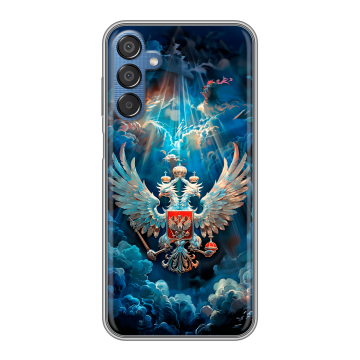 Силиконовый чехол на Samsung Galaxy M15 5G с принтом Герб флаг России