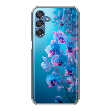 Силиконовый чехол на Samsung Galaxy M15 5G с принтом голубые орхидеи