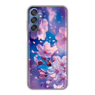 Силиконовый чехол на Samsung Galaxy M15 5G с принтом цветы бабочки