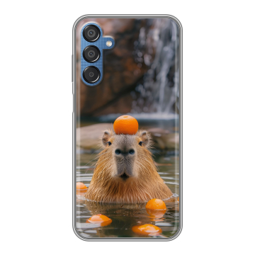 Силиконовый чехол на Samsung Galaxy M15 5G с принтом Капибара с апельсином