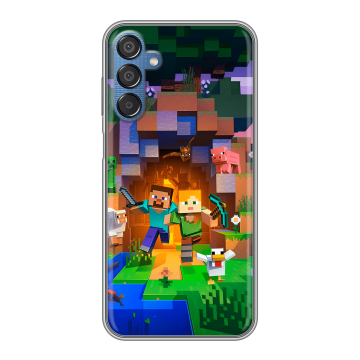 Силиконовый чехол на Samsung Galaxy M15 5G с принтом Майнкрафт Minecraft Силиконовый чехол на Samsung Galaxy M15 5G с принтом Майнкрафт Minecraft