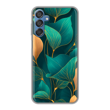 Силиконовый чехол на Samsung Galaxy M15 5G с принтом Листья и золото