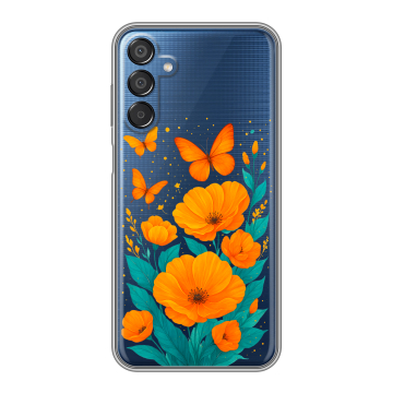 Силиконовый чехол на Samsung Galaxy M15 5G с принтом цветы бабочки