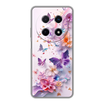 Силиконовый чехол на Huawei Nova 12i с принтом цветы бабочки