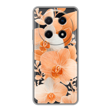 Силиконовый чехол на Huawei Nova 12i с принтом Бежевые цветы Силиконовый чехол на Huawei Nova 12i с принтом Бежевые цветы
