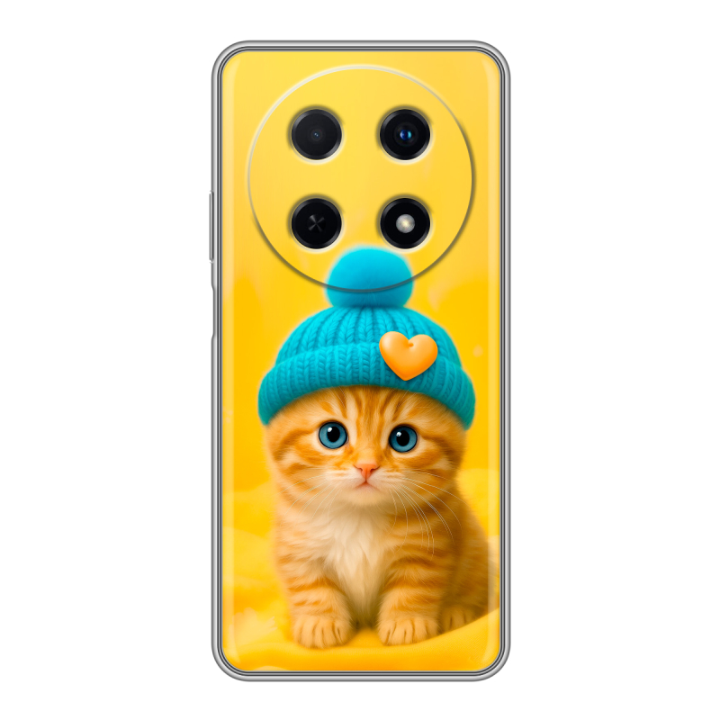 Силиконовый чехол на Huawei Nova 12i с принтом Котенок в шапке Силиконовый чехол на Huawei Nova 12i с принтом Котенок в шапке