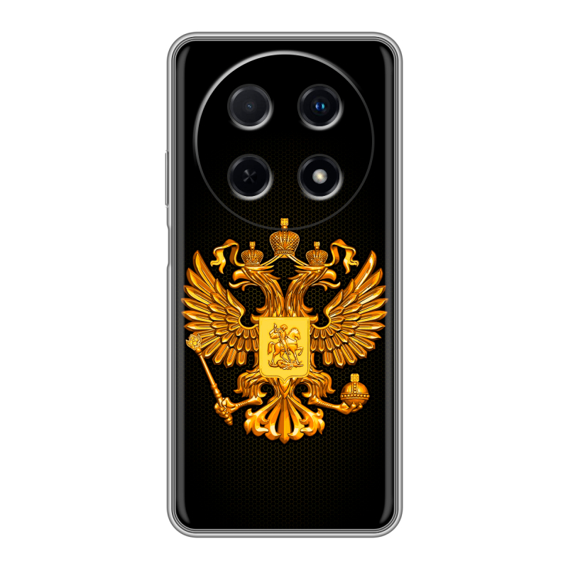 Силиконовый чехол на Huawei Nova 12i с принтом Герб России желтый Силиконовый чехол на Huawei Nova 12i с принтом Герб России желтый