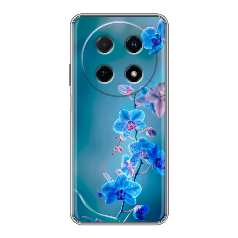 Силиконовый чехол на Huawei Nova 12i с принтом Голубые цветы Силиконовый чехол на Huawei Nova 12i с принтом Голубые цветы