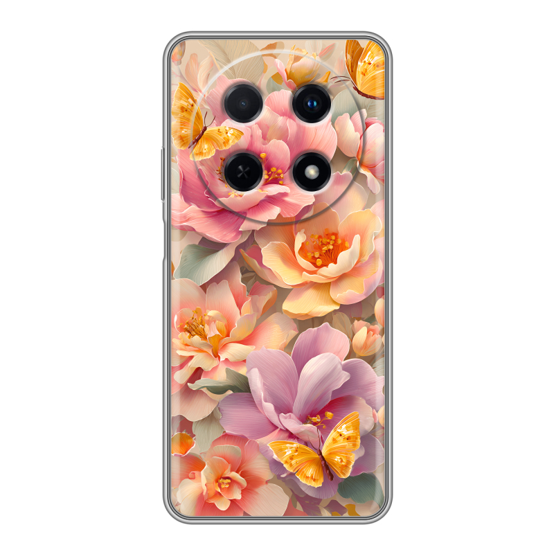 Силиконовый чехол на Huawei Nova 12i с принтом Цветы и бабочки Силиконовый чехол на Huawei Nova 12i с принтом Цветы и бабочки