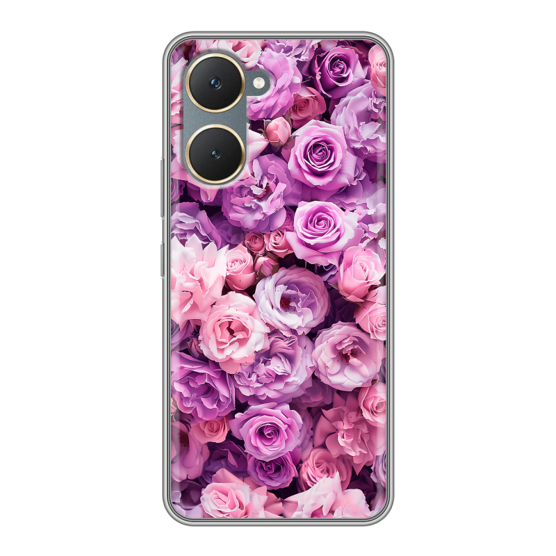 Силиконовый чехол на Vivo Y03 с принтом лавандовые розы Силиконовый чехол на Vivo Y03 с принтом лавандовые розы