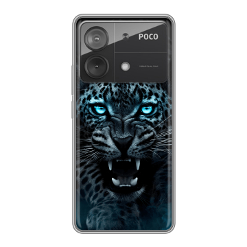 Силиконовый чехол на Xiaomi Poco X6 Neo с принтом Темный леопард Силиконовый чехол на Xiaomi Poco X6 Neo с принтом Темный леопард