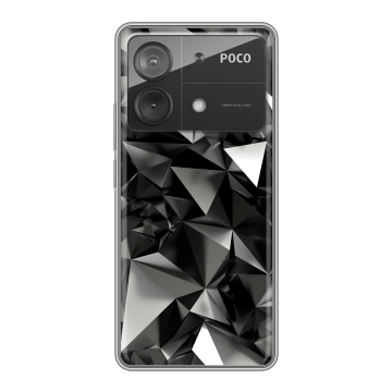 Силиконовый чехол на Xiaomi Poco X6 Neo с принтом Черные кристаллы Силиконовый чехол на Xiaomi Poco X6 Neo с принтом Черные кристаллы