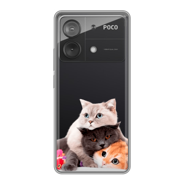 Силиконовый чехол на Xiaomi Poco X6 Neo с принтом Кошки Силиконовый чехол на Xiaomi Poco X6 Neo с принтом Кошки