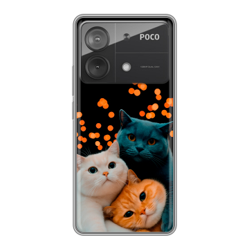 Силиконовый чехол на Xiaomi Poco X6 Neo с принтом Кошки Силиконовый чехол на Xiaomi Poco X6 Neo с принтом Кошки