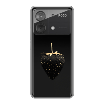 Силиконовый чехол на Xiaomi Poco X6 Neo с принтом Черная клубника Силиконовый чехол на Xiaomi Poco X6 Neo с принтом Черная клубника
