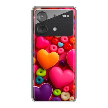 Силиконовый чехол на Xiaomi Poco X6 Neo с принтом Сердечки Силиконовый чехол на Xiaomi Poco X6 Neo с принтом Сердечки