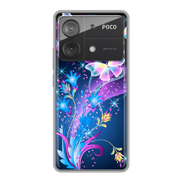 Силиконовый чехол на Xiaomi Poco X6 Neo с принтом Бабочки Силиконовый чехол на Xiaomi Poco X6 Neo с принтом Бабочки