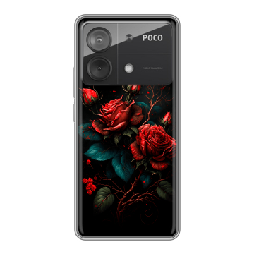 Силиконовый чехол на Xiaomi Poco X6 Neo с принтом Розы красные Силиконовый чехол на Xiaomi Poco X6 Neo с принтом Розы красные