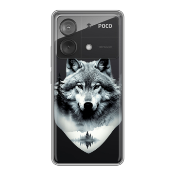 Силиконовый чехол на Xiaomi Poco X6 Neo с принтом Волк в лесу Силиконовый чехол на Xiaomi Poco X6 Neo с принтом Волк в лесу