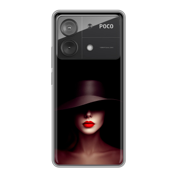 Силиконовый чехол на Xiaomi Poco X6 Neo с принтом Девушка в шляпе Силиконовый чехол на Xiaomi Poco X6 Neo с принтом Девушка в шляпе