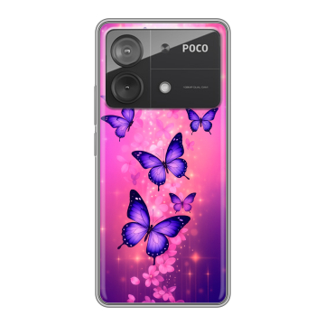 Силиконовый чехол на Xiaomi Poco X6 Neo с принтом Бабочки Силиконовый чехол на Xiaomi Poco X6 Neo с принтом Бабочки