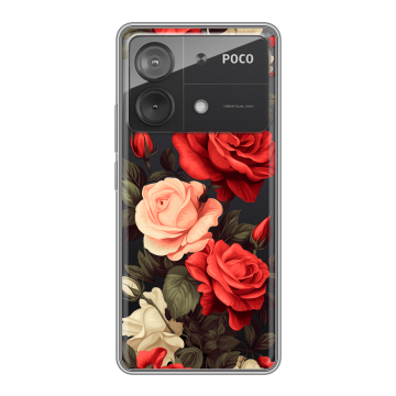 Силиконовый чехол на Xiaomi Poco X6 Neo с принтом Розы Силиконовый чехол на Xiaomi Poco X6 Neo с принтом Розы