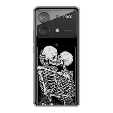 Силиконовый чехол на Xiaomi Poco X6 Neo с принтом Поцелуй скелетов Силиконовый чехол на Xiaomi Poco X6 Neo с принтом Поцелуй скелетов