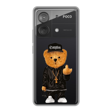 Силиконовый чехол на Xiaomi Poco X6 Neo с принтом Плюшевый медведь Силиконовый чехол на Xiaomi Poco X6 Neo с принтом Плюшевый медведь
