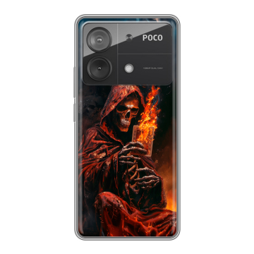 Силиконовый чехол на Xiaomi Poco X6 Neo с принтом Скелет и карты Силиконовый чехол на Xiaomi Poco X6 Neo с принтом Скелет и карты