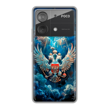 Силиконовый чехол на Xiaomi Poco X6 Neo с принтом Герб флаг России Силиконовый чехол на Xiaomi Poco X6 Neo с принтом Герб флаг России