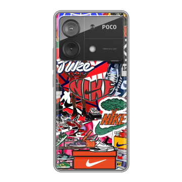 Силиконовый чехол на Xiaomi Poco X6 Neo с принтом Найк Nike яркий Силиконовый чехол на Xiaomi Poco X6 Neo с принтом Найк Nike яркий
