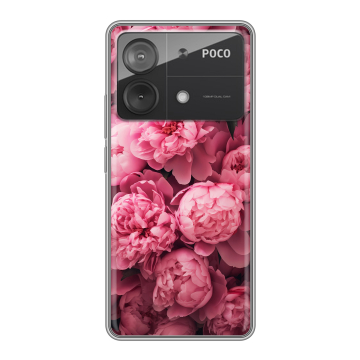 Силиконовый чехол на Xiaomi Poco X6 Neo с принтом цветы пионы Силиконовый чехол на Xiaomi Poco X6 Neo с принтом цветы пионы