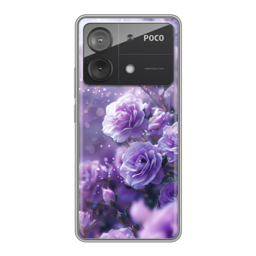 Силиконовый чехол на Xiaomi Poco X6 Neo с принтом Розы цветы Силиконовый чехол на Xiaomi Poco X6 Neo с принтом Розы цветы
