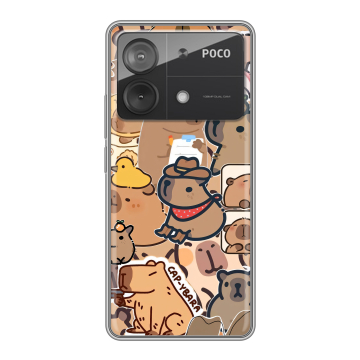 Силиконовый чехол на Xiaomi Poco X6 Neo с принтом капибара Силиконовый чехол на Xiaomi Poco X6 Neo с принтом капибара