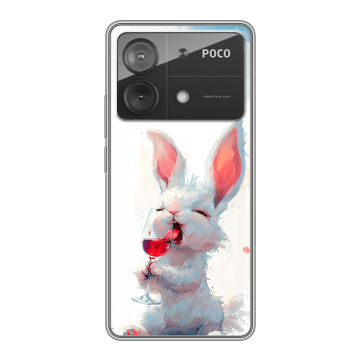 Силиконовый чехол на Xiaomi Poco X6 Neo с принтом кролик зайчик Силиконовый чехол на Xiaomi Poco X6 Neo с принтом кролик зайчик
