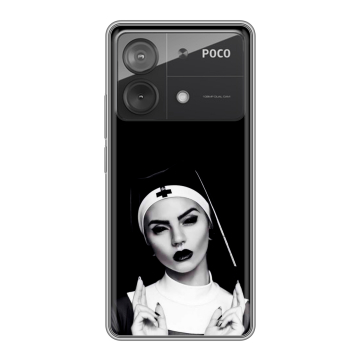 Силиконовый чехол на Xiaomi Poco X6 Neo с принтом монашка Силиконовый чехол на Xiaomi Poco X6 Neo с принтом монашка
