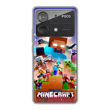 Силиконовый чехол на Xiaomi Poco X6 Neo с принтом Майнкрафт Minecraft Силиконовый чехол на Xiaomi Poco X6 Neo с принтом Майнкрафт Minecraft