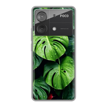 Силиконовый чехол на Xiaomi Poco X6 Neo с принтом Листья Силиконовый чехол на Xiaomi Poco X6 Neo с принтом Листья