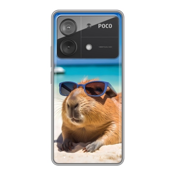Силиконовый чехол на Xiaomi Poco X6 Neo с принтом Капибара Силиконовый чехол на Xiaomi Poco X6 Neo с принтом Капибара