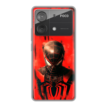 Силиконовый чехол на Xiaomi Poco X6 Neo с принтом человек паук spiderman Силиконовый чехол на Xiaomi Poco X6 Neo с принтом человек паук spiderman