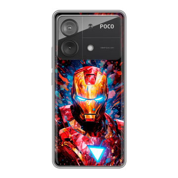 Силиконовый чехол на Xiaomi Poco X6 Neo с принтом Железный человек Ironman Силиконовый чехол на Xiaomi Poco X6 Neo с принтом Железный человек Ironman
