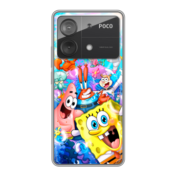 Силиконовый чехол на Xiaomi Poco X6 Neo с принтом спанчбоб спанч боб Силиконовый чехол на Xiaomi Poco X6 Neo с принтом спанчбоб спанч боб