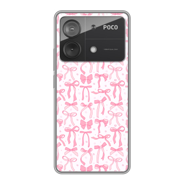 Силиконовый чехол на Xiaomi Poco X6 Neo с принтом Розовые бантики Силиконовый чехол на Xiaomi Poco X6 Neo с принтом Розовые бантики