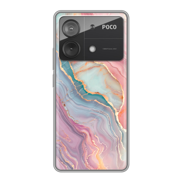 Силиконовый чехол на Xiaomi Poco X6 Neo с принтом розовый мрамор Силиконовый чехол на Xiaomi Poco X6 Neo с принтом розовый мрамор