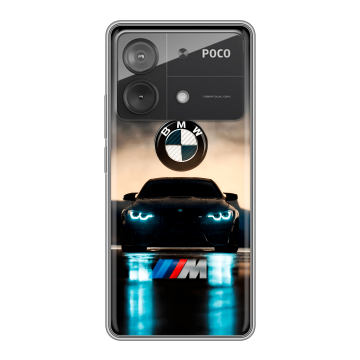 Силиконовый чехол на Xiaomi Poco X6 Neo с принтом БМВ BMW Силиконовый чехол на Xiaomi Poco X6 Neo с принтом БМВ BMW