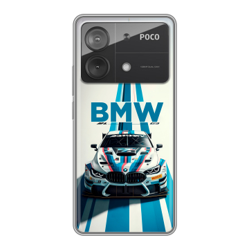 Силиконовый чехол на Xiaomi Poco X6 Neo с принтом БМВ BMW Силиконовый чехол на Xiaomi Poco X6 Neo с принтом БМВ BMW