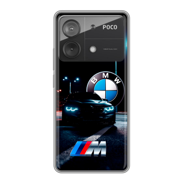 Силиконовый чехол на Xiaomi Poco X6 Neo с принтом БМВ BMW Силиконовый чехол на Xiaomi Poco X6 Neo с принтом БМВ BMW